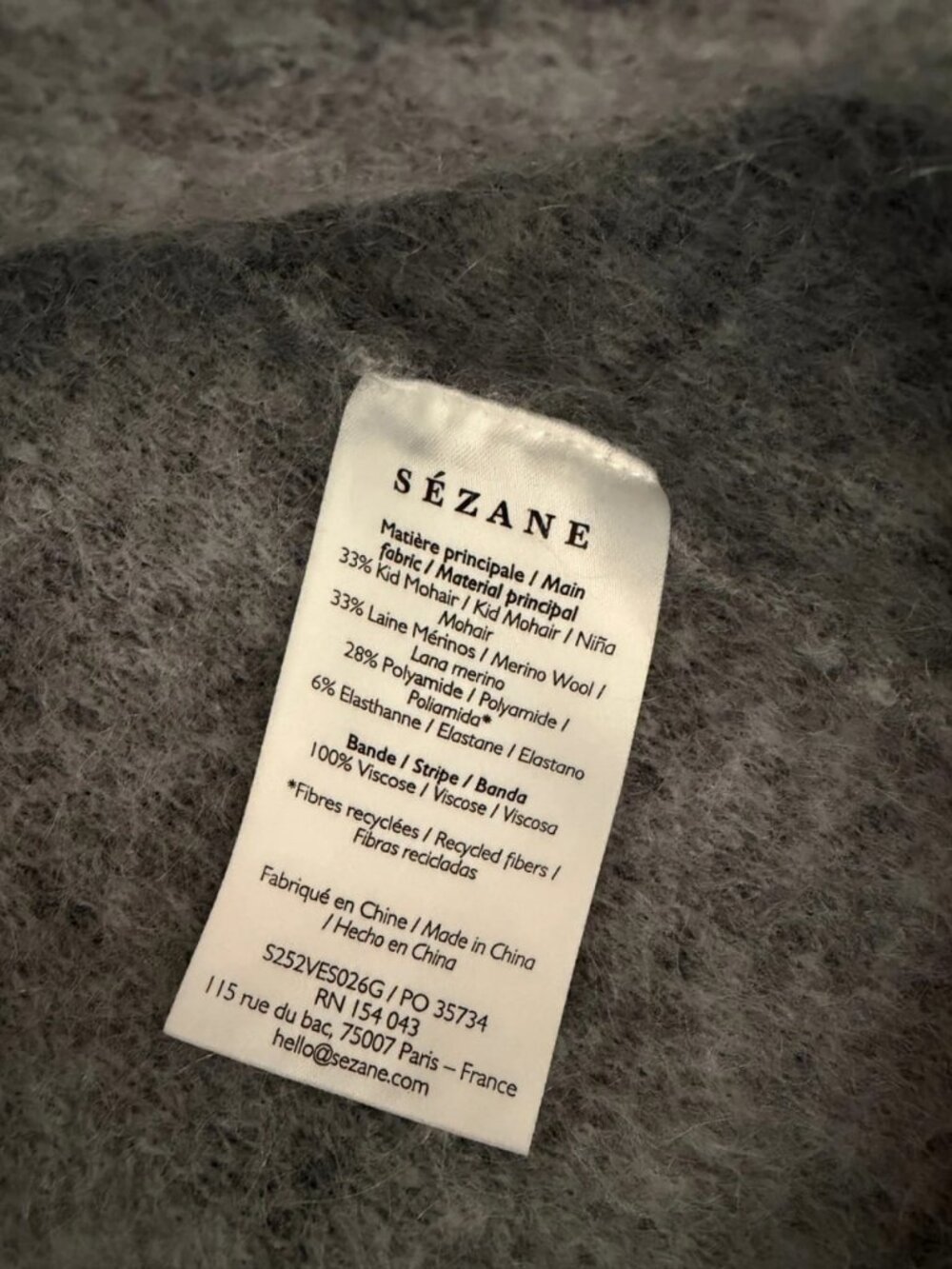 Sezane Grey Wool Blend Bomber Cardigan Women's Size S - Picture 4 of 4